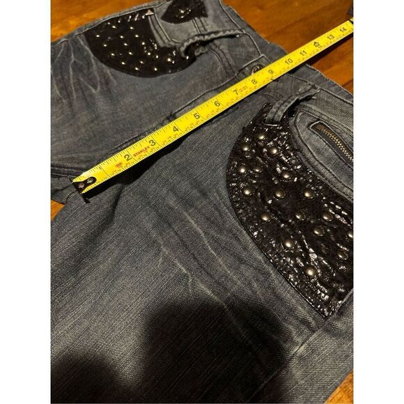 Vtg Y2K House of Dereon Beyoncé Womens Mid Rise Flare Embellished Jeans Size 7/8 - Picture 13 of 15